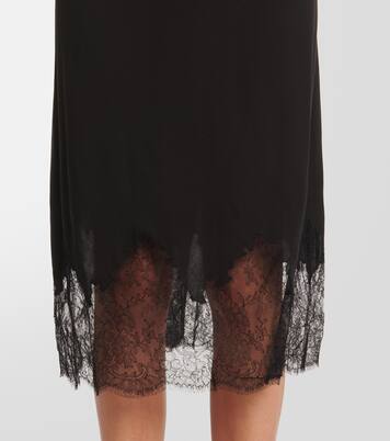 Abito midi in georgette con pizzo | Valentino
