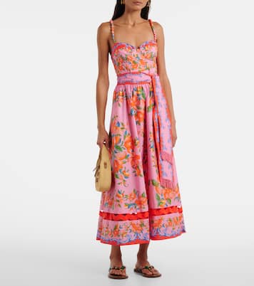 Vestido midi Sicily Flowers de algodón | Farm Rio