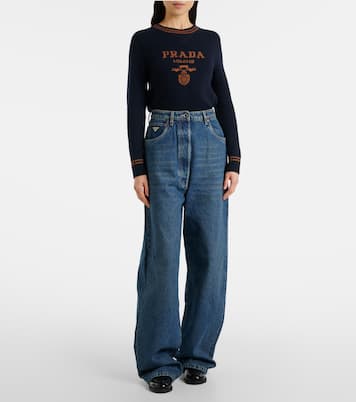 Jeans a gamba larga e vita alta | Prada
