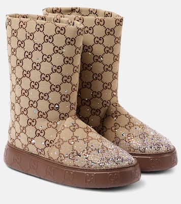 GG Canvas crystal-embellished boots | Gucci