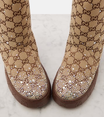 GG Canvas crystal-embellished boots | Gucci