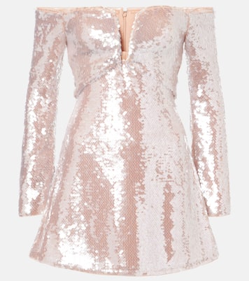 Sequined off-shoulder minidress | Self-Portrait