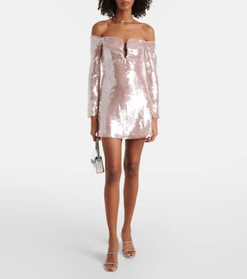Sequined off-shoulder minidress | Self-Portrait