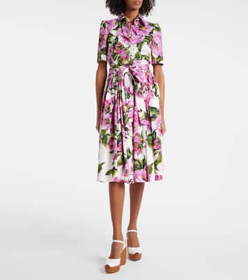 Robe midi en coton à fleurs | Dolce&Gabbana
