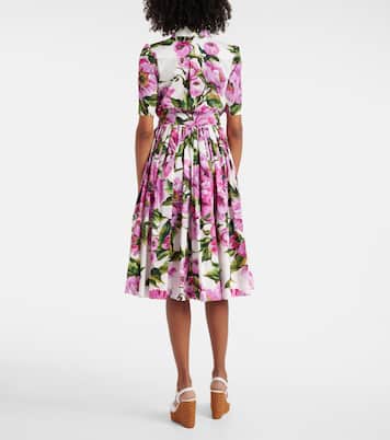 Robe midi en coton à fleurs | Dolce&Gabbana