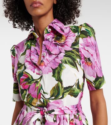 Robe midi en coton à fleurs | Dolce&Gabbana