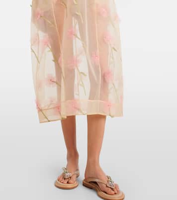 Abito midi Sculpted Carnation in organza | Simone Rocha
