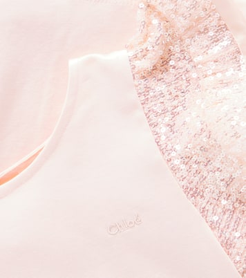 Sequined cotton jersey top | Chloé Kids