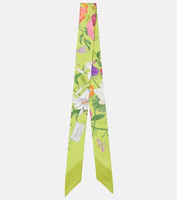 Foulard in twill di seta con stampa | Gucci