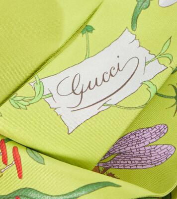 Foulard in twill di seta con stampa | Gucci