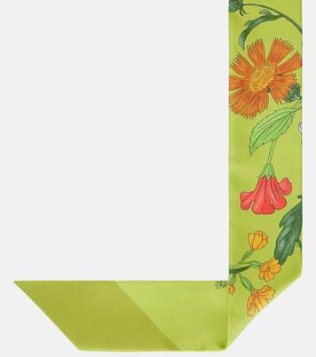 Foulard in twill di seta con stampa | Gucci