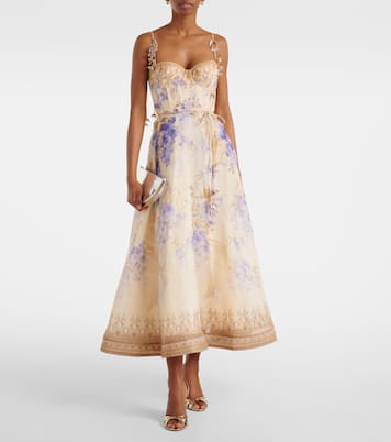 Abito midi Dawning in lino e seta | Zimmermann