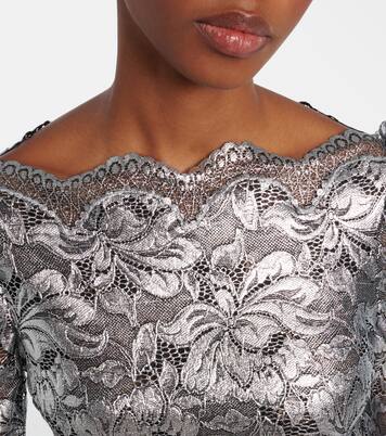 Top raccourci en dentelle à fleurs | Rabanne