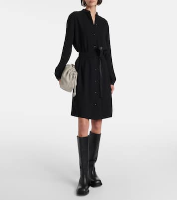 Hemdblusenkleid mit Lederimitat | Vince