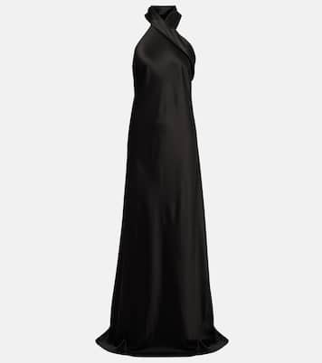 Satin halter neck gown | Galvan