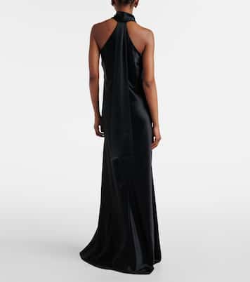 Satin halter neck gown | Galvan