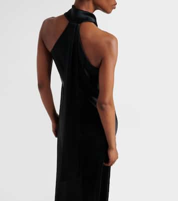 Satin halter neck gown | Galvan