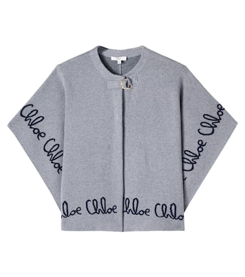 Logo cotton and wool cape | Chloé Kids