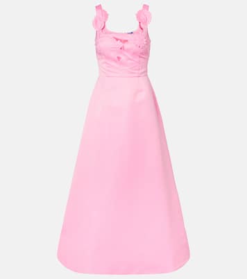 Vestido largo Rianne con aplique floral | Leo Lin
