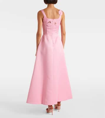 Vestido largo Rianne con aplique floral | Leo Lin