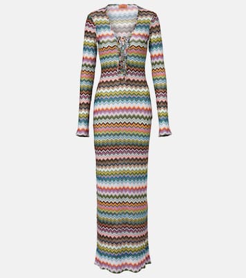 Vestido largo de lamé en zigzag | Missoni