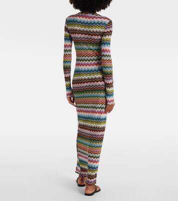 Vestido largo de lamé en zigzag | Missoni