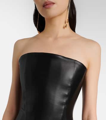 Strapless leather midi dress | Alex Perry