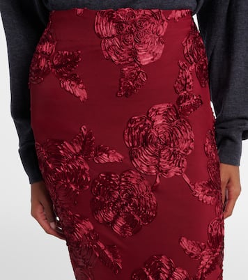 Floral-appliqué mesh pencil skirt | Rotate