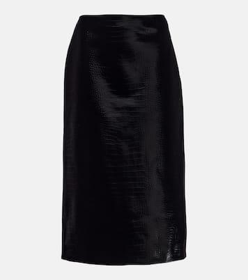 Croc-effect leather pencil skirt | Gucci