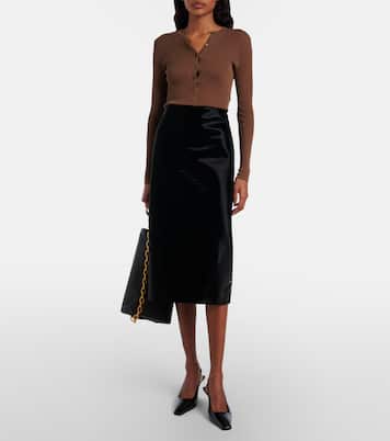 Croc-effect leather pencil skirt | Gucci