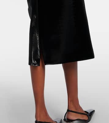 Croc-effect leather pencil skirt | Gucci
