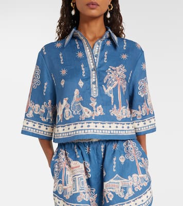 Chemise raccourcie Acacia imprimée en lin | Alémais