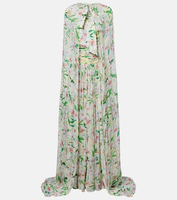 Draped floral caped gown | Là Fuori
