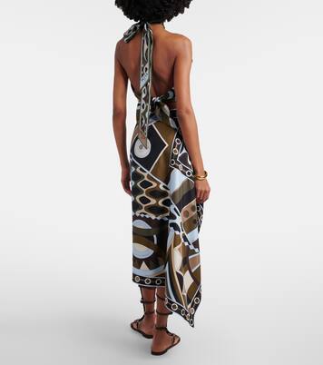 Vivara asymmetric silk twill midi skirt | Pucci