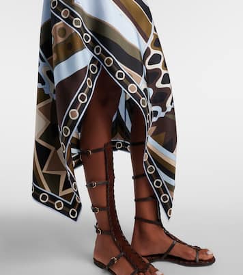 Vivara asymmetric silk twill midi skirt | Pucci