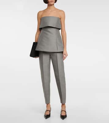 Mid-rise straight cotton and wool-blend pants | Toteme