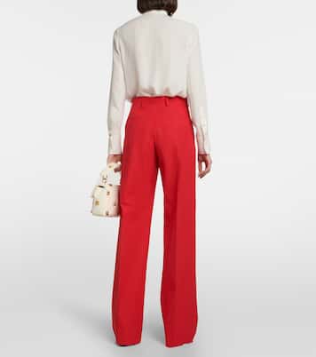Pantaloni a vita alta e gamba larga in cotone | Valentino