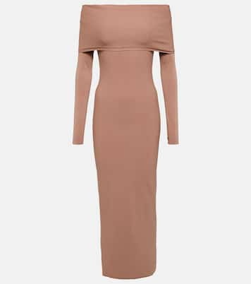 Abito midi in jersey con scollo bardot | Alaïa
