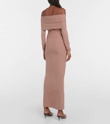 Abito midi in jersey con scollo bardot | Alaïa