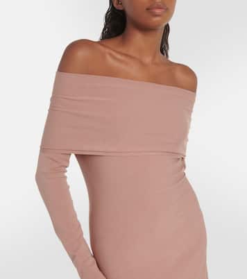 Abito midi in jersey con scollo bardot | Alaïa