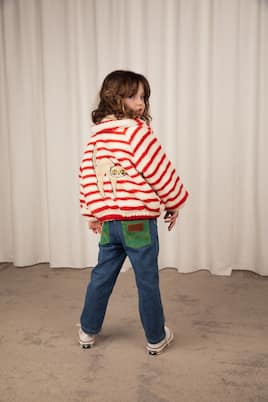 Striped faux fur jacket | Mini Rodini
