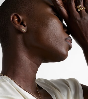 Audrey Double Stud Small 18kt gold earrings with diamonds | Melissa Kaye
