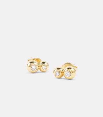 Boucles d'oreilles Audrey Double Stud Small en or 18 ct et diamants | Melissa Kaye
