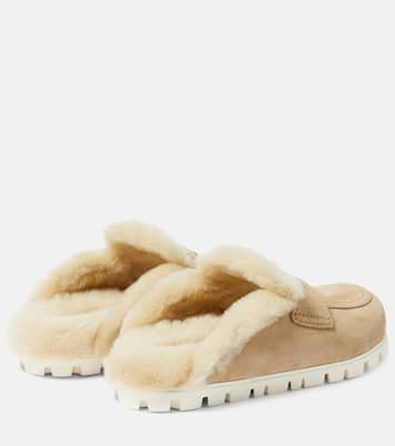 Slippers in suede e shearling | Miu Miu
