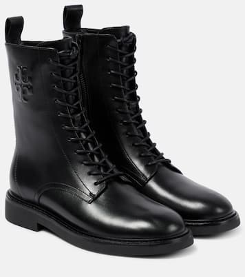Leather combat boots in black Tory Burch Mytheresa