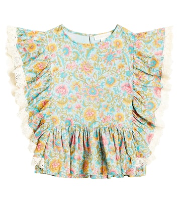Ines floral lace-trimmed cotton top | Louise Misha
