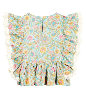 Ines floral lace-trimmed cotton top | Louise Misha