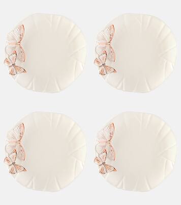 Cloudy Butterflies set of 4 dinner plates by Claudia Schiffer | Bordallo Pinheiro