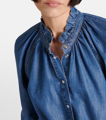 Calisto ruched denim shirt | Veronica Beard