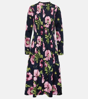 Abito midi in misto cotone con stampa | Oscar de la Renta